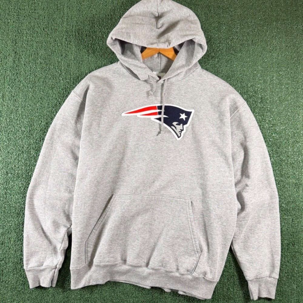 NFL Team Apparel Hoodie Men XL Gray Good New England Patriots Pullover Sweat
